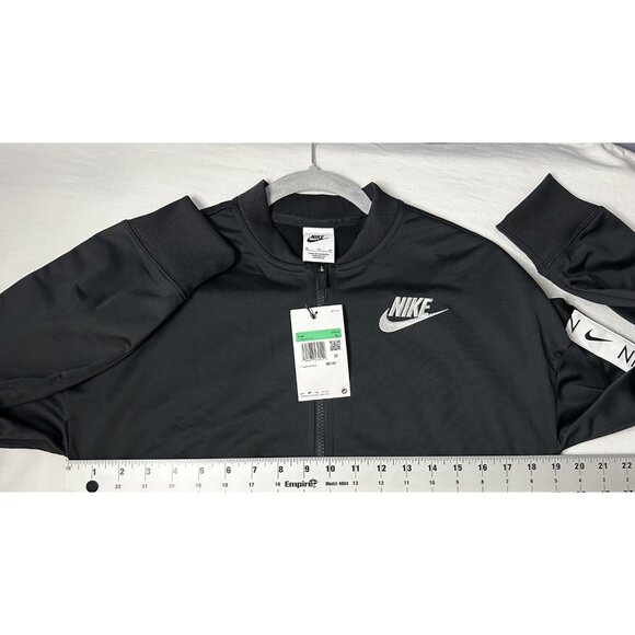 Nike Jacket Youth XL Black White Logo Swoosh Track Full Zip CU8374 Lightweight - Picture 6 of 12